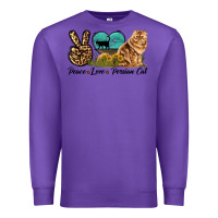 Purple Peace Love Persian Cat Premium Sweatshirt - LillyAllenDesigns
