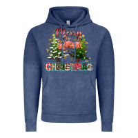 Vintage Denim Merry Christmas flamingo Vintage Hoodie - texasbilliewilder