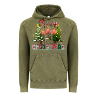 Vintage Olive Merry Christmas flamingo Vintage Hoodie - texasbilliewilder