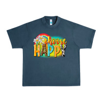 Midnight Navy Choose happy Urban Heavy Tee - NancyCooperArtShop