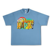 Pebble Blue Choose happy Urban Heavy Tee - NancyCooperArtShop