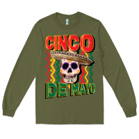 Army Green cinco de mayo with skull Long Sleeve Tee - CowGirlArtShop