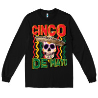 Black cinco de mayo with skull Long Sleeve Tee - CowGirlArtShop