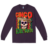 Plum cinco de mayo with skull Long Sleeve Tee - CowGirlArtShop