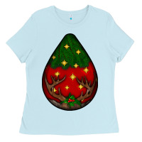Baby Blue Christmas  teardrop Ladies Tee - BundleAndBundleShop