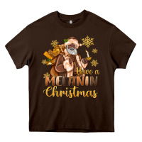 Chocolate Brown have a melanin christmas black santa Heavy Core Tee - MaliasSmallBusiness