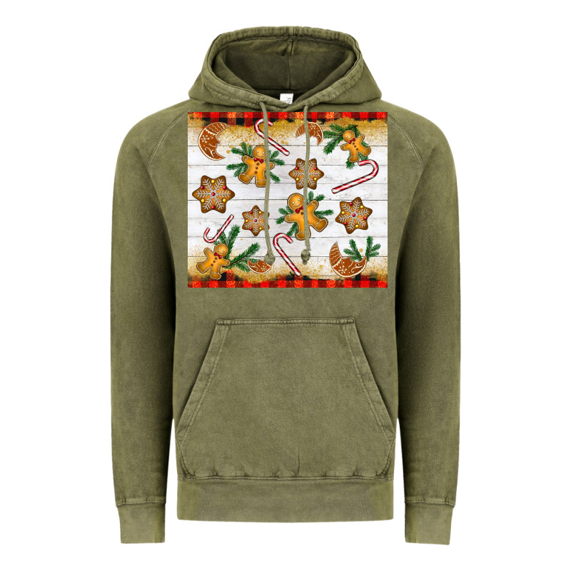Christmas Gingerbread Cookies And Candy Cane Vintage Hoodie by NancyCooperArtShop | Teevron