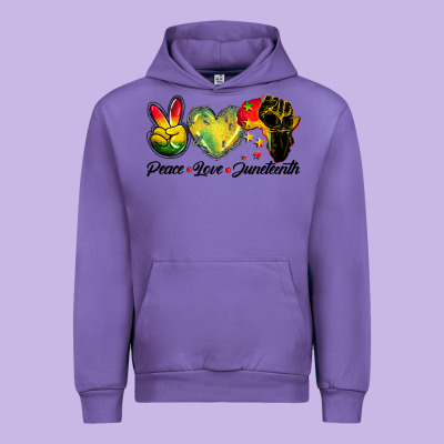 Peace Love Juneteenth Urban Hoodie Designed By Barkaloodesign