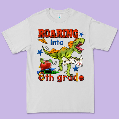 Roaring Into 6th Grade Premium Tee Designed By Bundleandbundleshop
