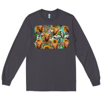Smoke highland cow western background Long Sleeve Tee - Jasminsmagicworld