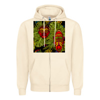 Sandshell african masks and monstera leaf seamless pattern Zipper Hoodie - BundleAndBundleShop