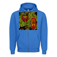True Royal african masks and monstera leaf seamless pattern Zipper Hoodie - BundleAndBundleShop