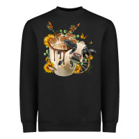 Black Black And White Cow Coffee cup Heavyweight Sweatshirt - FaDigitalArtStudio