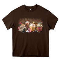 Chocolate Brown Hair Dresser Coffee Cups Heavy Core Tee - MaliasSmallBusiness