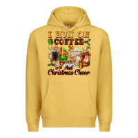 Antique Gold i run on coffee and christmas cheer Premium Hoodie - FaDigitalArtStudio
