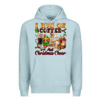 Blue Mist i run on coffee and christmas cheer Premium Hoodie - FaDigitalArtStudio