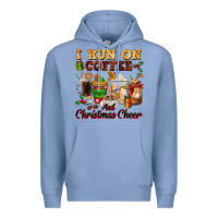 Colony Blue i run on coffee and christmas cheer Premium Hoodie - FaDigitalArtStudio