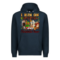 Navy i run on coffee and christmas cheer Premium Hoodie - FaDigitalArtStudio
