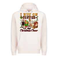 Pale Pink i run on coffee and christmas cheer Premium Hoodie - FaDigitalArtStudio