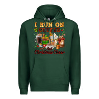 Sports Green i run on coffee and christmas cheer Premium Hoodie - FaDigitalArtStudio