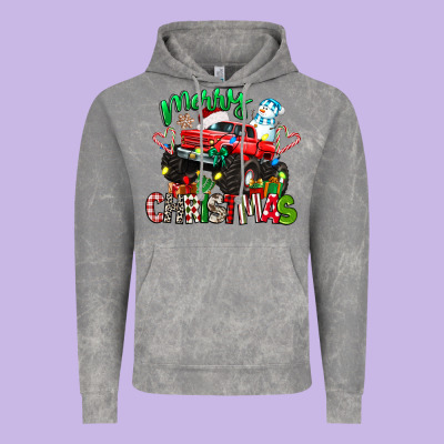 Merry Christmas Monster Truck Vintage Hoodie Designed By Texasbilliewilder