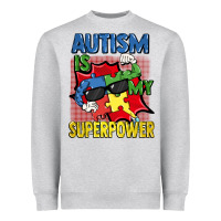 Heather Grey Autism is my superpower Autism Awareness Day Heavyweight Sweatshirt - FaDigitalArtStudio