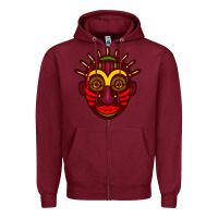 Burgundy african masks 2 Zipper Hoodie - BundleAndBundleShop