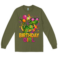 Army Green 1st birthday girl t rex pink Long Sleeve Tee - CowGirlArtShop