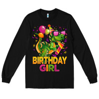 Black 1st birthday girl t rex pink Long Sleeve Tee - CowGirlArtShop