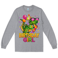 1st Birthday Girl T Rex Pink Long Sleeve Tee | Teevron