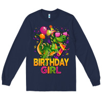 Navy 1st birthday girl t rex pink Long Sleeve Tee - CowGirlArtShop