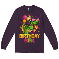Plum 1st birthday girl t rex pink Long Sleeve Tee - CowGirlArtShop