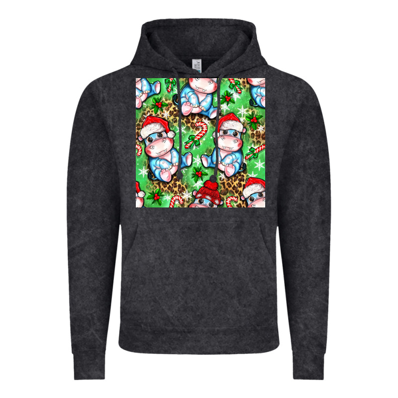 Christmas Cute Hippo Sitting Vintage Hoodie by NancyCooperArtShop | Teevron