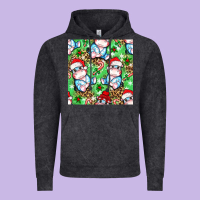 Christmas Cute Hippo Sitting Vintage Hoodie Designed By Nancycooperartshop