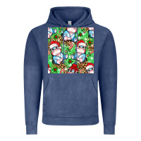 Vintage Denim Christmas cute hippo sitting Vintage Hoodie - NancyCooperArtShop