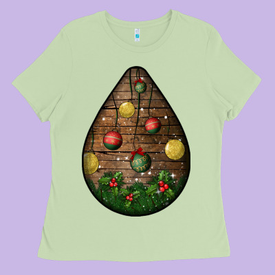 Christmas  Teardrop Ladies Tee Designed By Bundleandbundleshop