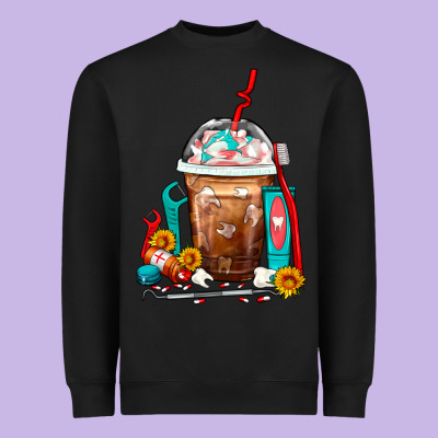 Dentist Frappe Coffee Heavyweight Sweatshirt Designed By Fadigitalartstudio