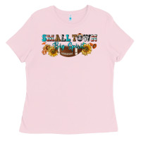 Bubblegum Pink small town big spirit Ladies Tee - BundleAndBundleShop