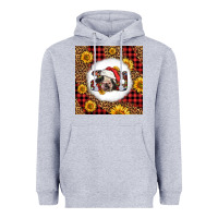 Heather Grey joy christmas cow Heavyweight Hoodie - LillyAllenDesigns