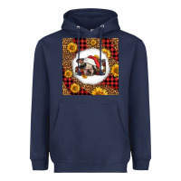 Navy joy christmas cow Heavyweight Hoodie - LillyAllenDesigns