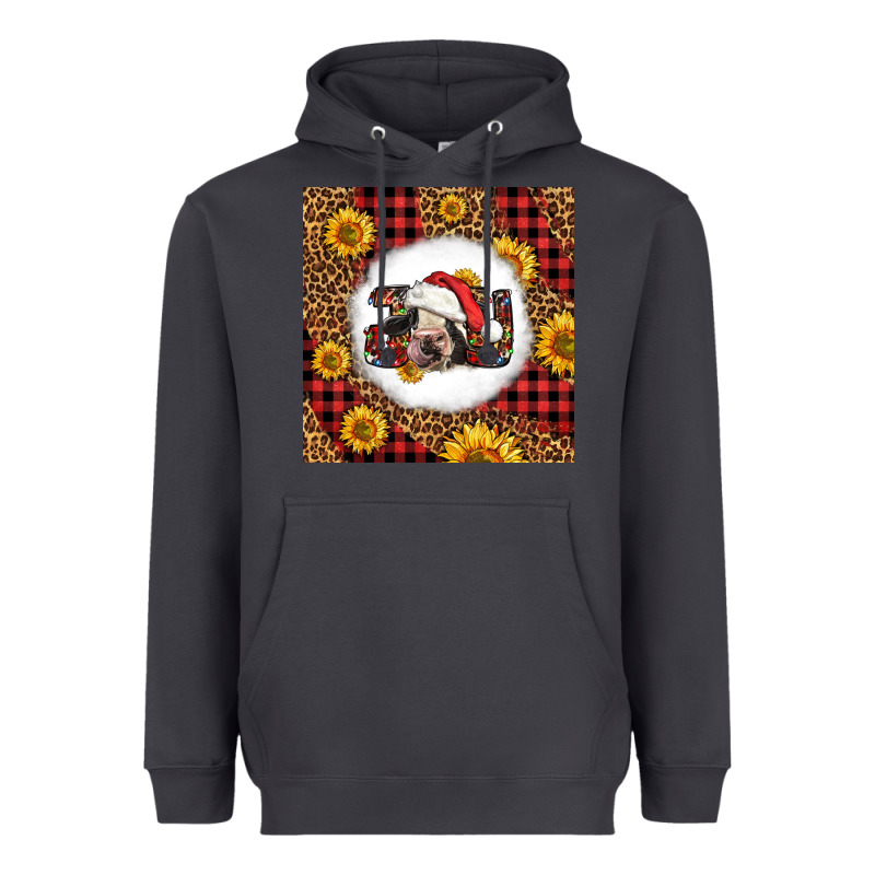 Joy Christmas Cow Heavyweight Hoodie by LillyAllenDesigns | Teevron