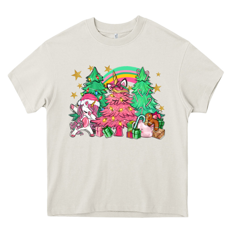 Unicorn Christmas Trees Heavy Core Tee by NancyCooperArtShop | Teevron