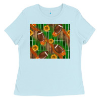 Baby Blue american football with sunflower tumbler Ladies Tee - BundleAndBundleShop