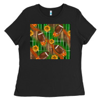 Black american football with sunflower tumbler Ladies Tee - BundleAndBundleShop