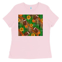 Bubblegum Pink american football with sunflower tumbler Ladies Tee - BundleAndBundleShop