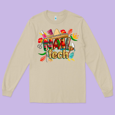 Cinco De Mayo Nail Tech Long Sleeve Tee Designed By Cowgirlartshop