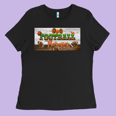 Football Therapy License Plate Ladies Tee Designed By Bundleandbundleshop
