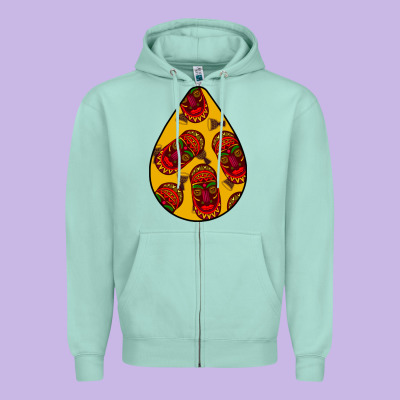 African Masks Teardrop  5 Zipper Hoodie Designed By Bundleandbundleshop