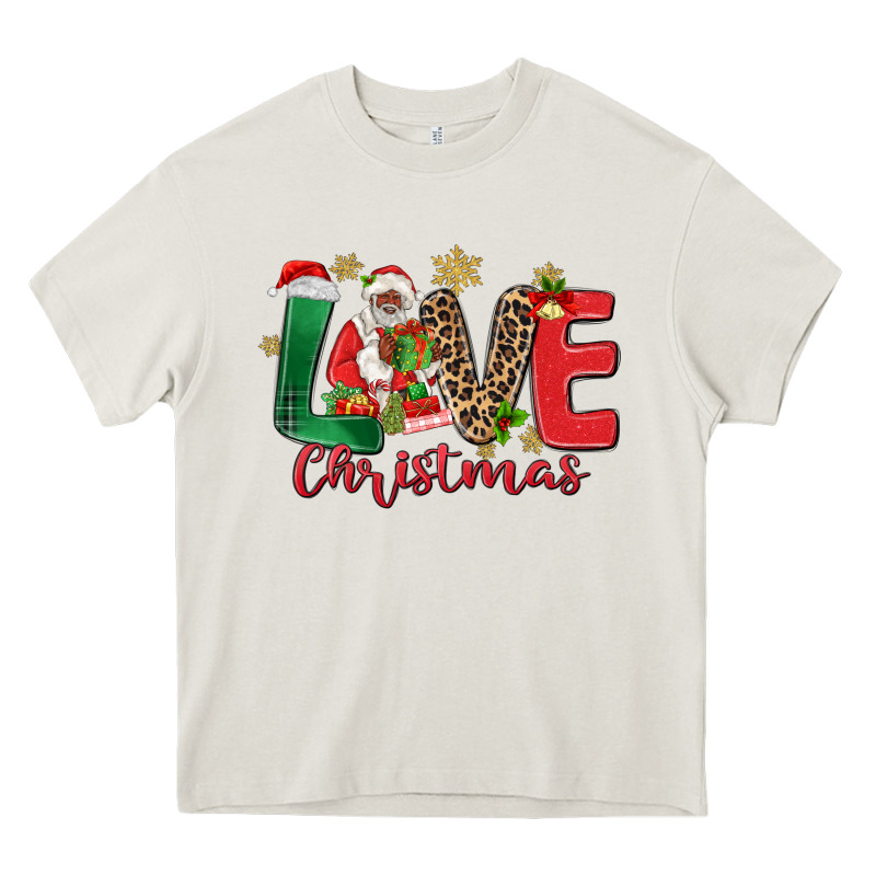 Love Christmas Black Santa Heavy Core Tee by MaliasSmallBusiness | Teevron