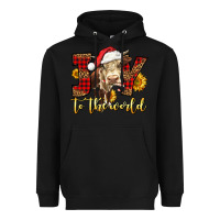 Black joy to the world christmas cow Heavyweight Hoodie - LillyAllenDesigns